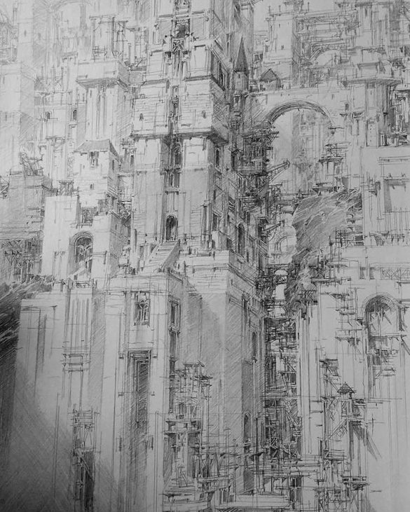 15 Magnificent Sci-Fi Pen Drawings Imagine Futuristic Cities - Arch2O.com